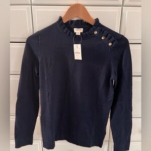 J. Crew Cotton Sweater, Button Shoulder XS NWT